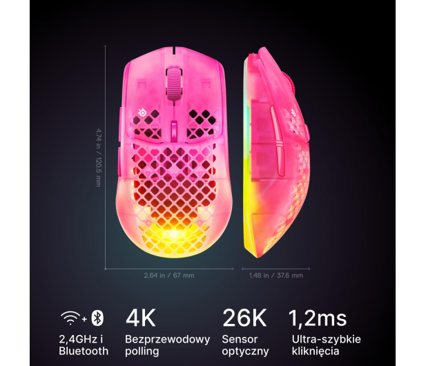 SteelSeries Aerox 3 WL Gen 2 (Magenta Haze) - 1512556 - zdjęcie 7